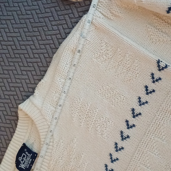 Woolrich mens vintage 100% cotton Crewneck Sweater red green natural Holiday M - Picture 9 of 15